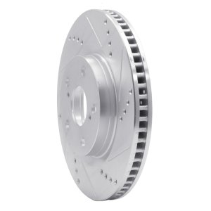 Porsche Cayenne Brake Rotor (1) - Front Right - R1 Concepts - Drilled & Slotted - Silver - `08-`09